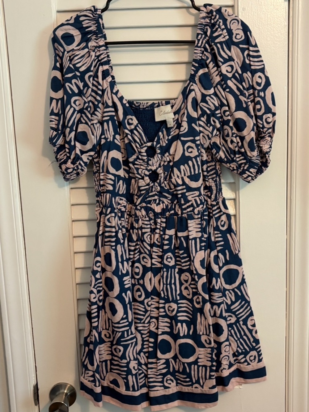 Cleobella Blue Patterned High-Low Puff Sleeve Dress - Picture 3 of 3